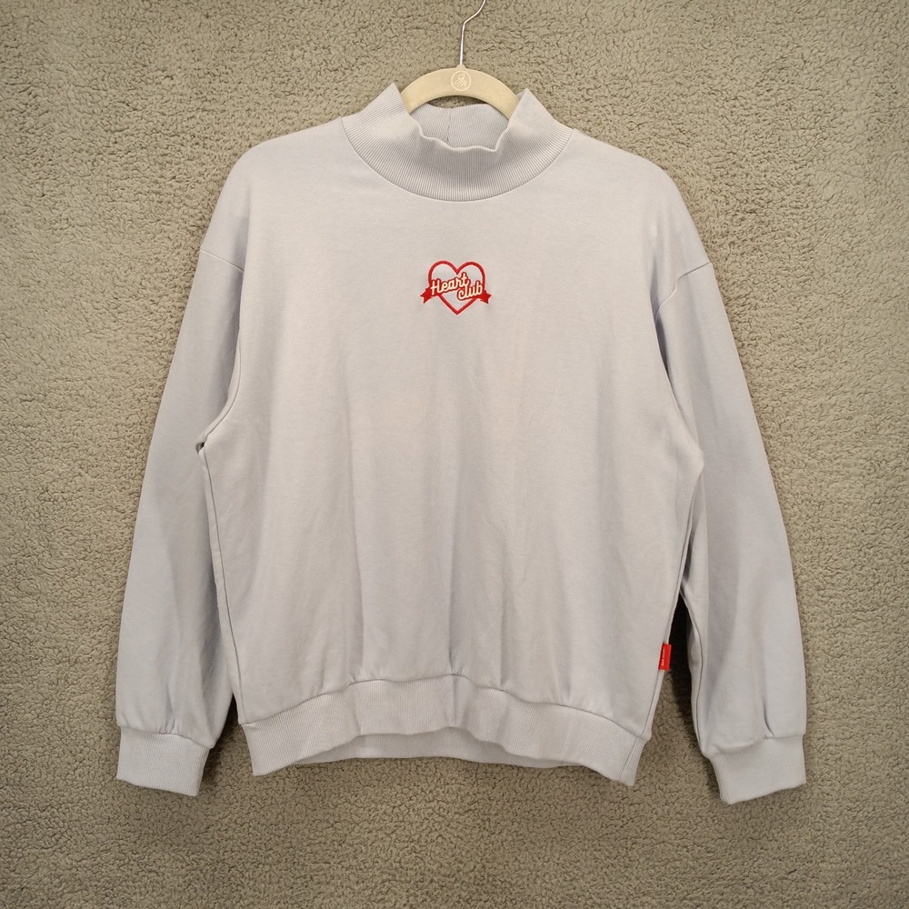 Heart Club MixMix Medium Mock Neck Sweatshirt Pullover Embroidered‎ Logo